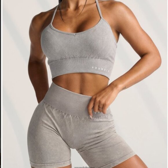 YoungLA - Scrunch Athletic Bike Shorts W111 | Size Medium | Gray Wash - Picture 6 of 10